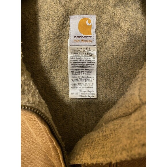 USA CARHARTT Sherpa Blanket Lined Canvas Work Vest Women’s Size XL Brown WV001 - Picture 4 of 13